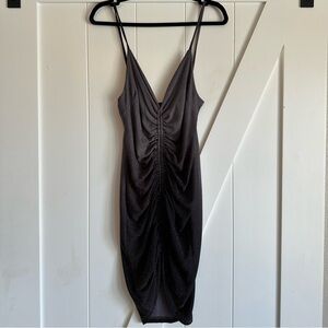Black & Grey Ombré Ruched Sparkle Party Dress